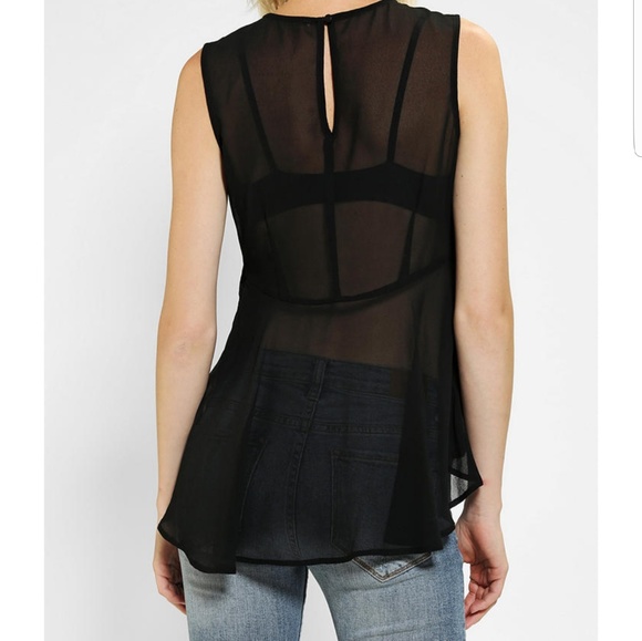 Gorgeous hi-lo black velvet burnout sleeveless dressy top tunic XS - Picture 3 of 8